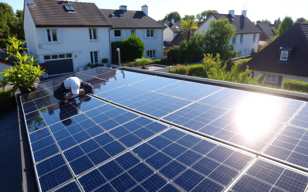 Panneaux solaires photovoltaïques sur une toiture
